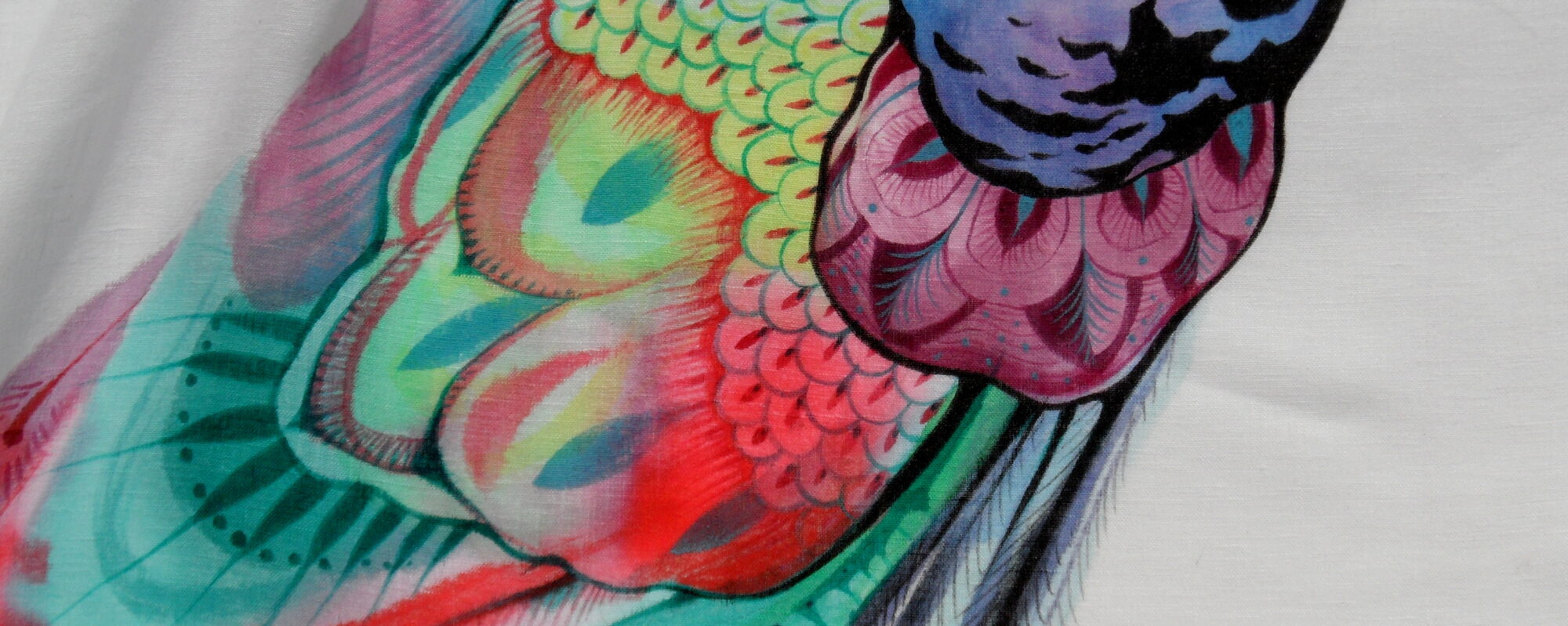 Kunstvolle Textilmalerei der Künstlerin Biggi Hopp im Atelier in St.Egidien