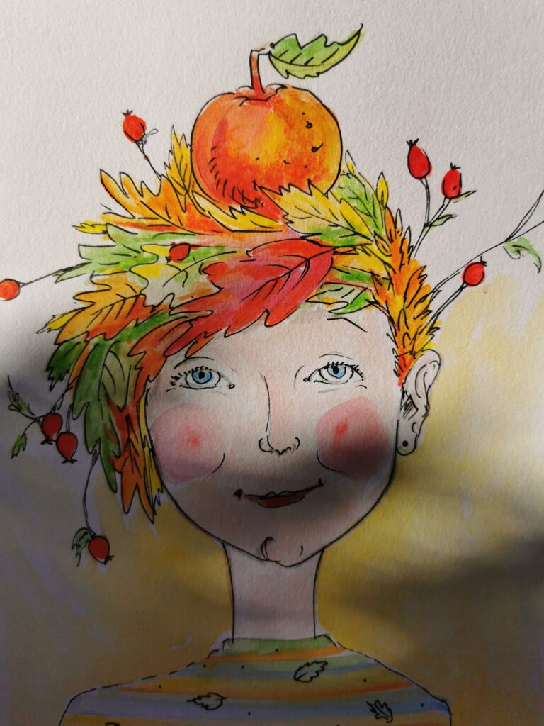 Kleines Herbstmädchen Illustration Biggi Hopp