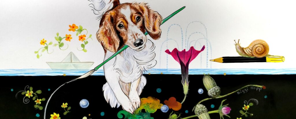 Zeichenschule Biggi Hopp mit Hund Max