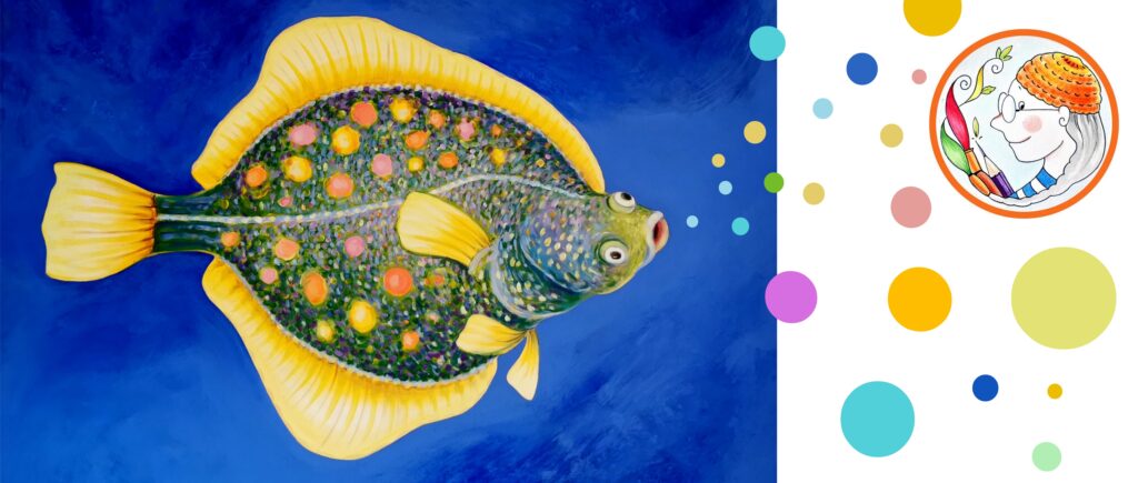 bunter Fisch auf Blauem Grund Biggis Mal - und Zeichenschule