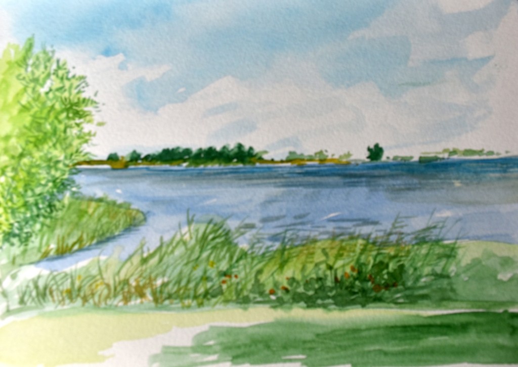 Kleines lebensfrohes Ostseeaquarell in Hoben von Biggi Hopp aus dem Atelier in St. Egidien