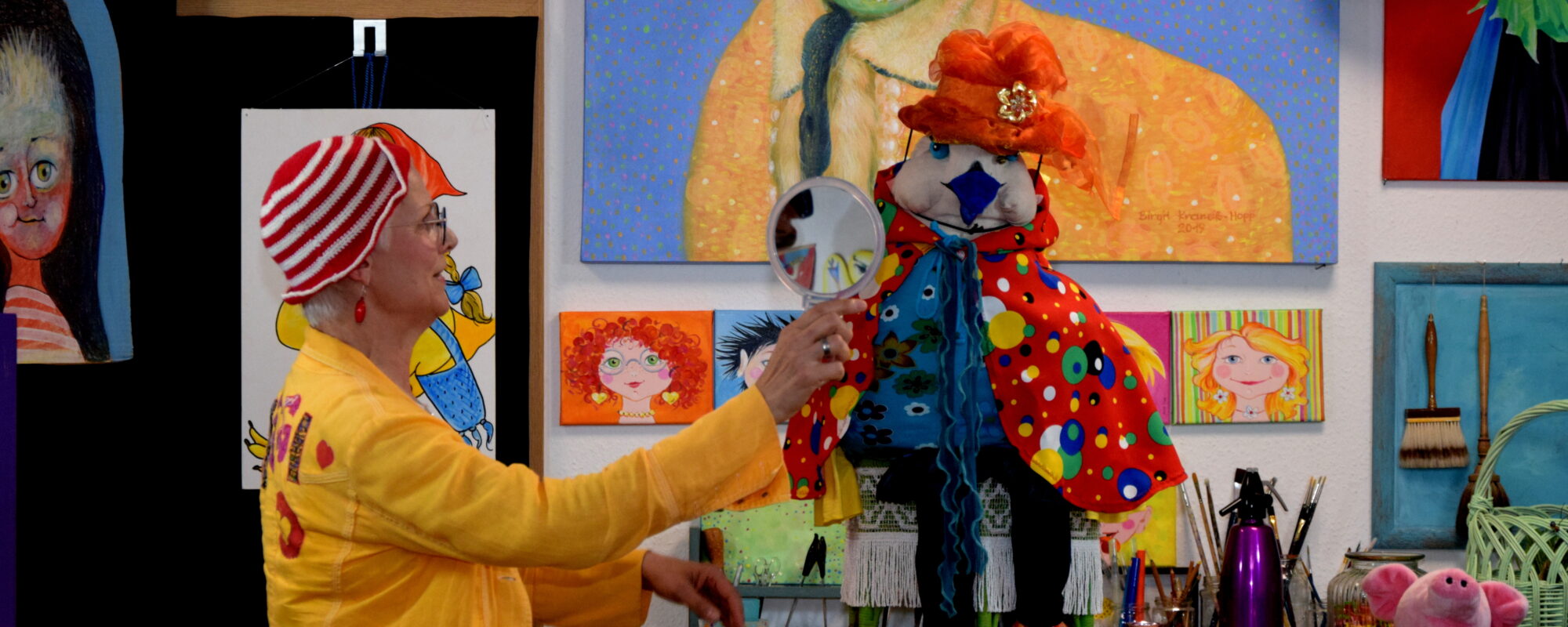 Erzähltheater für Kinder mit Biggi Hopp und Huhn Else im Atelier in St.Egidien